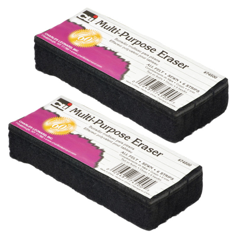 CHARLES LEONARD - Multi-Purpose Eraser, 5" Length, 12 Per Pack, 2 Packs