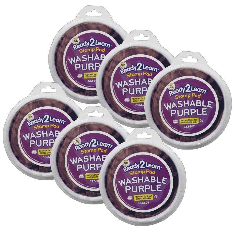 READY 2 LEARN - Jumbo Circular Washable Stamp Pad - Purple - 5.75" dia. - Pack of 6