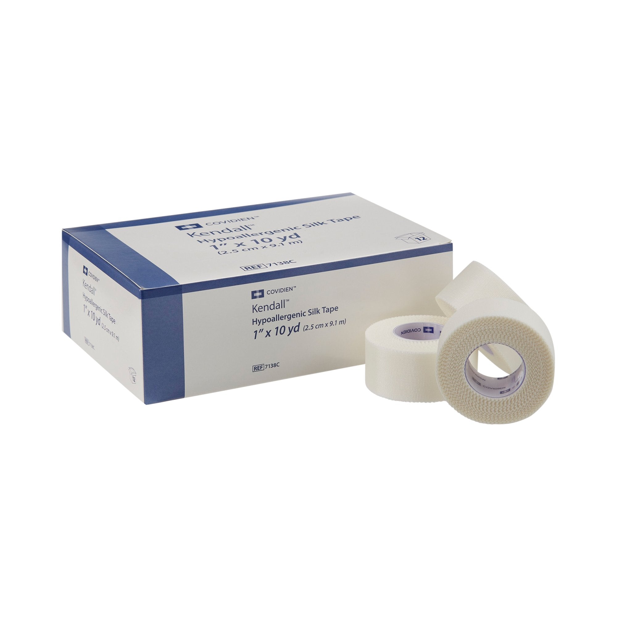 Cardinal - Hypoallergenic Medical Tape Kendall™ Hypoallergenic Silk White 1 Inch X 10 Yard Silk-Like Cloth NonSterile [12/BX]