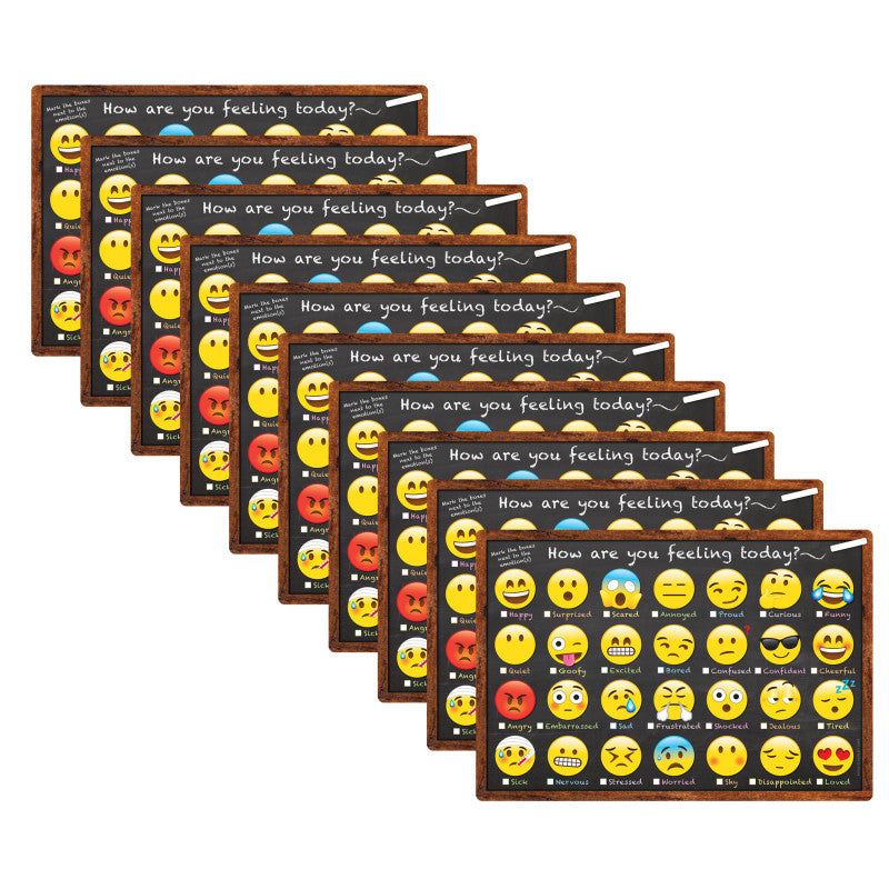 ASHLEY PRODUCTIONS - Smart Poly™ Chart, 13" x 19", Emotions Icon How Are You Feeling, Pack of 10