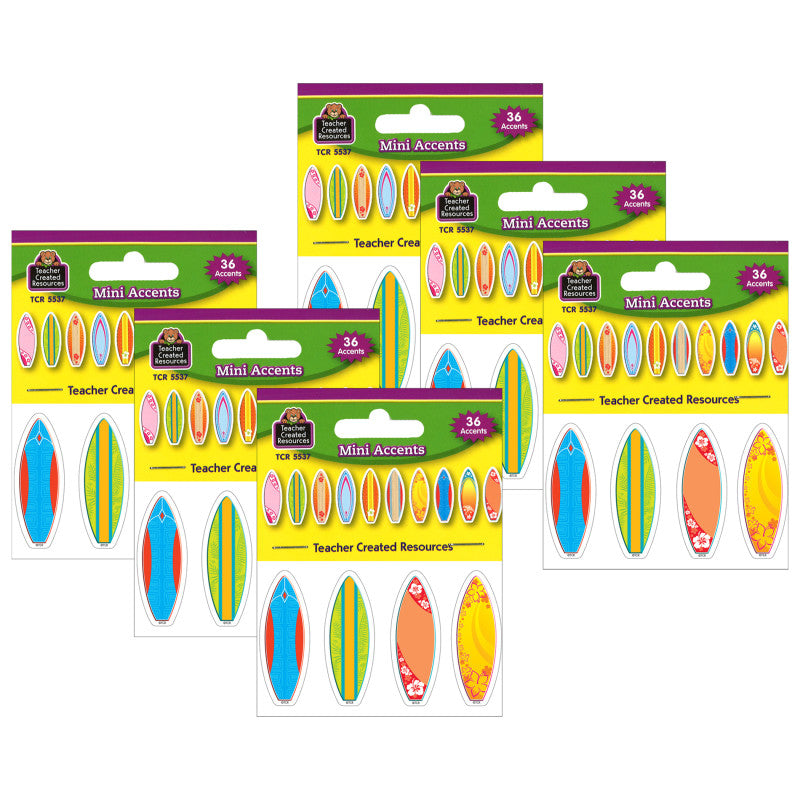 TEACHER CREATED RESOURCES - Surfboards Mini Accents, 36 Per Pack, 6 Packs