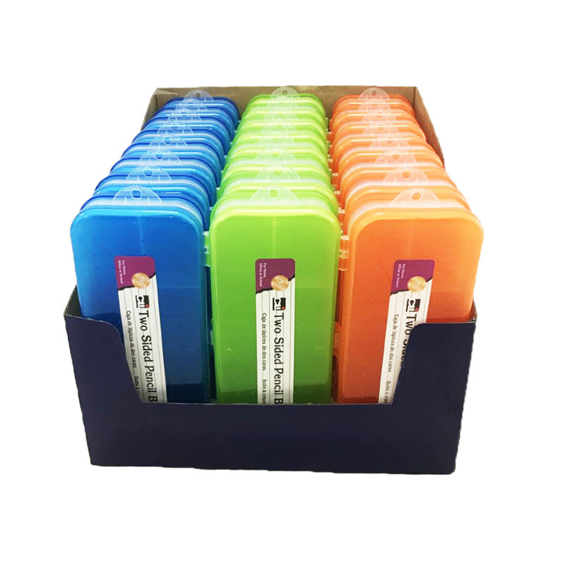 CHARLES LEONARD - Pencil Box, Double Sided, Assorted Colors, Pack of 24