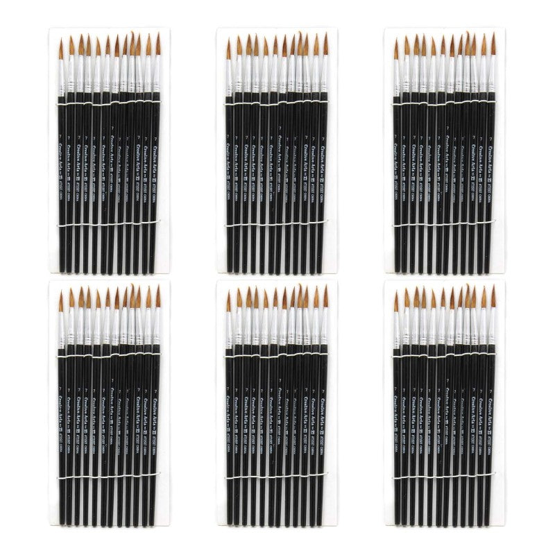 CHARLES LEONARD - Water Color Paint Brushes, #7 - 3/4" Camel Hair, Black Handle, 12 Per Set, 6 Sets