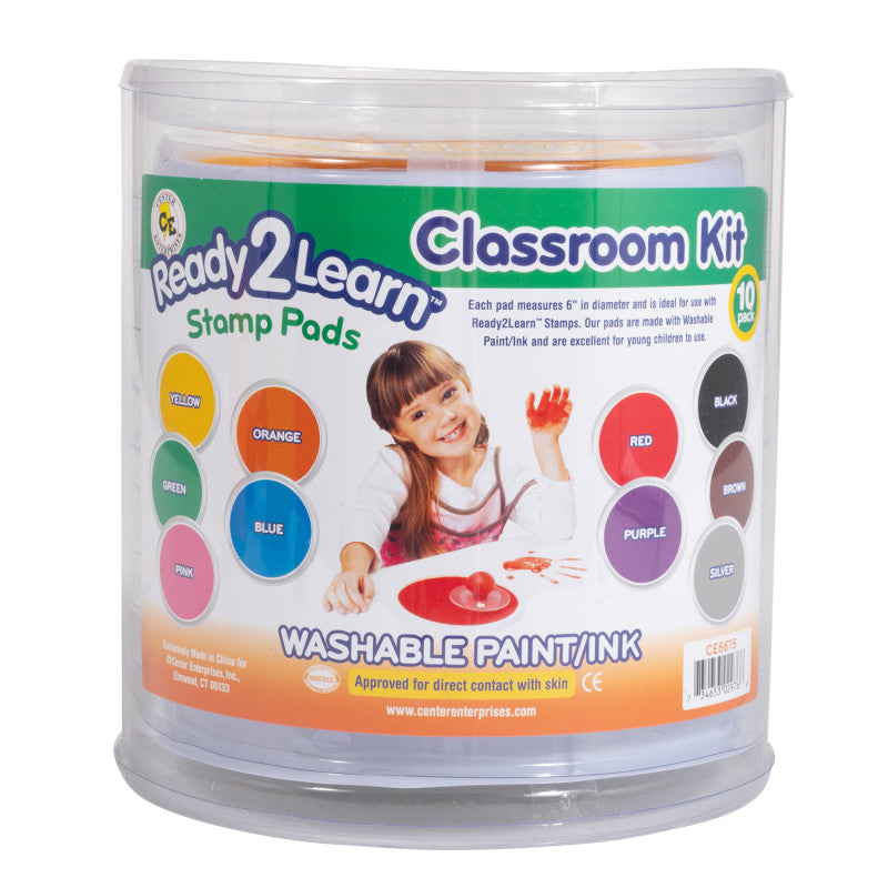 READY 2 LEARN - Jumbo Circular Washable Stamp Pads - Set of 10