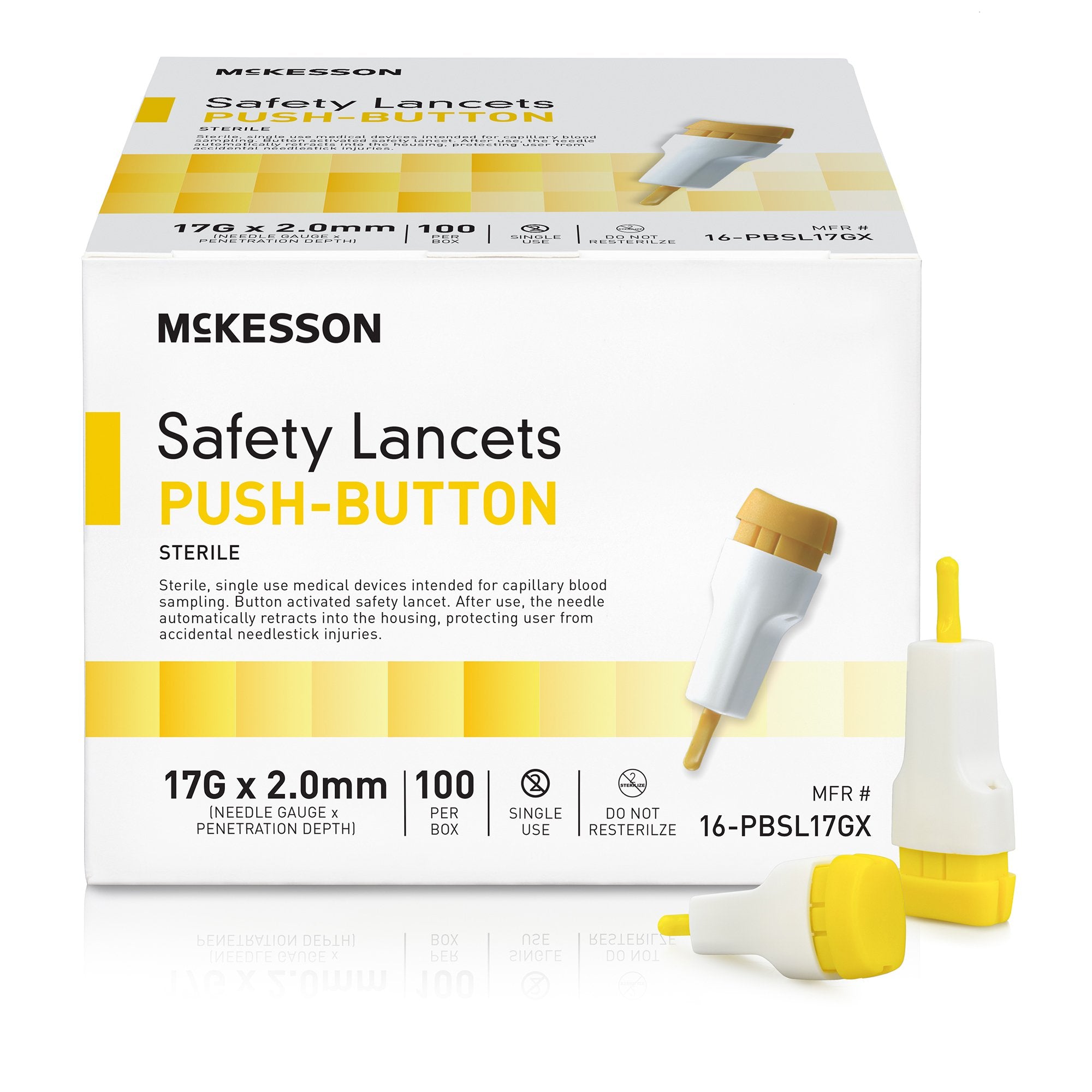 McKesson Brand - Safety Lancet McKesson 1.5 mm Blade Retractable Push Button Activation Finger [2000/CS]