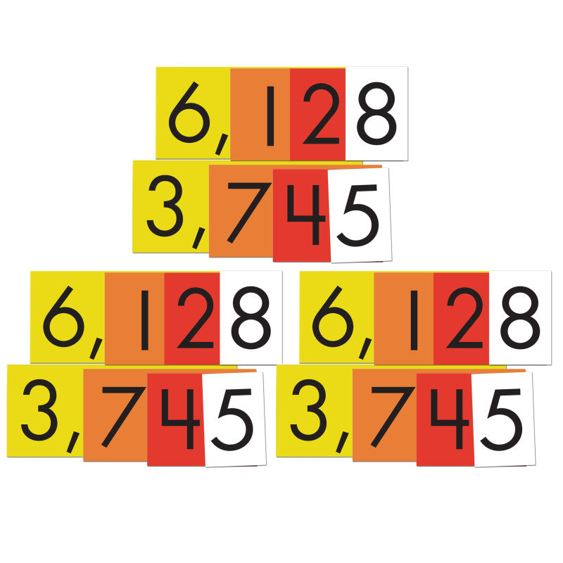 SENSATIONAL MATH - 4-Value Whole Numbers Place Value Cards Set, 40 Cards Per Set, 3 Sets