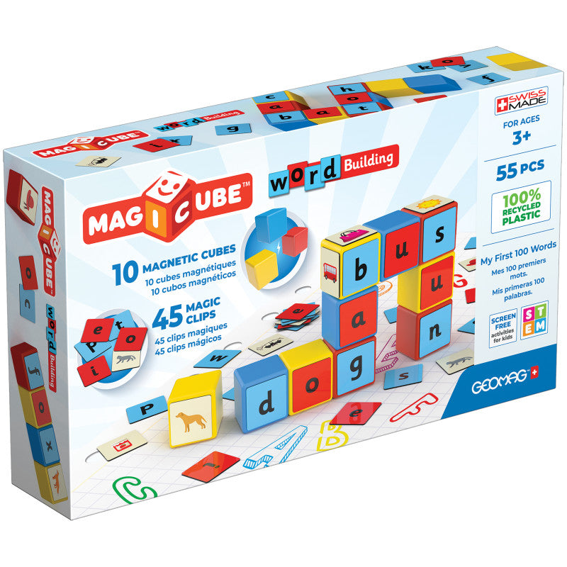 GEOMAG - Magicube™ Word Building Set, Recycled, 55 Pieces