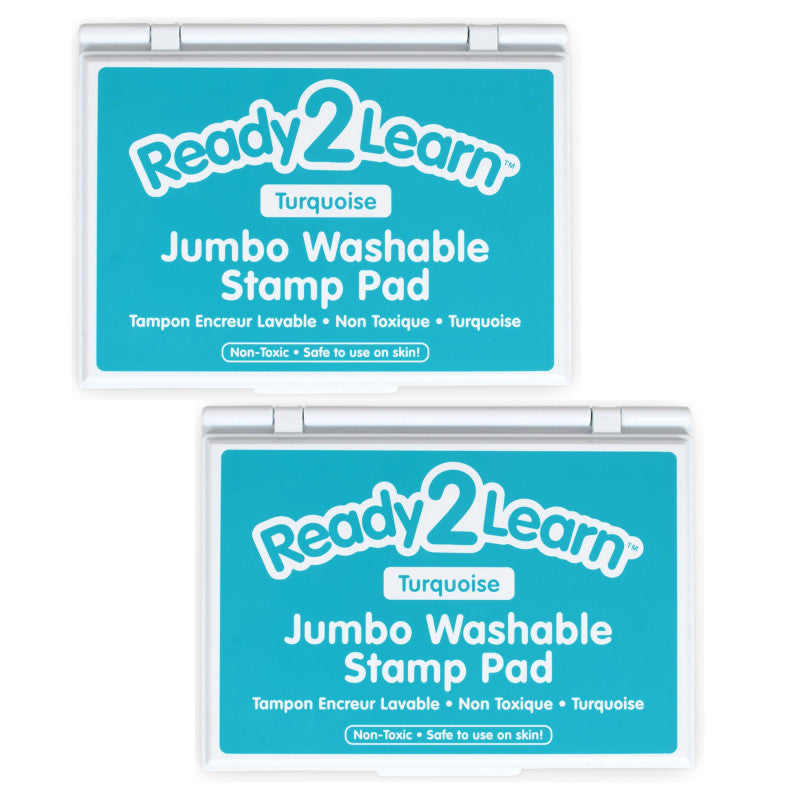 READY 2 LEARN - Jumbo Washable Stamp Pad - Turquoise - 6.2"L x 4.1"W - Pack of 2