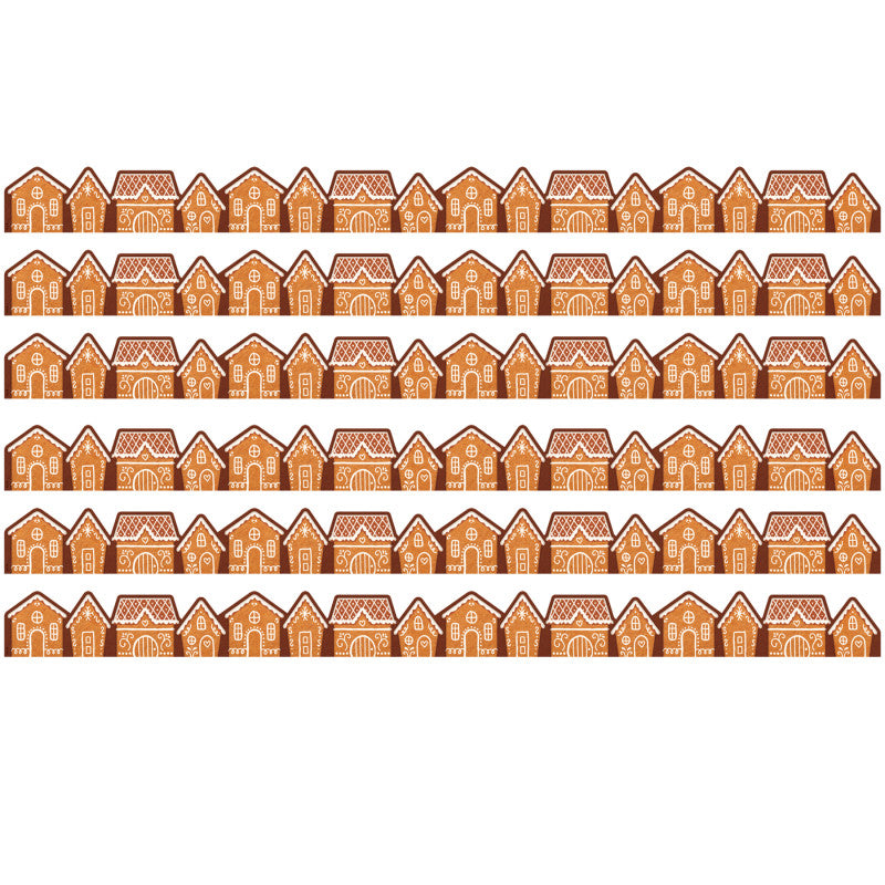 TEACHER CREATED RESOURCES - Gingerbread Houses Die-Cut Border Trim, 35 Feet Per Pack, 6 Packs