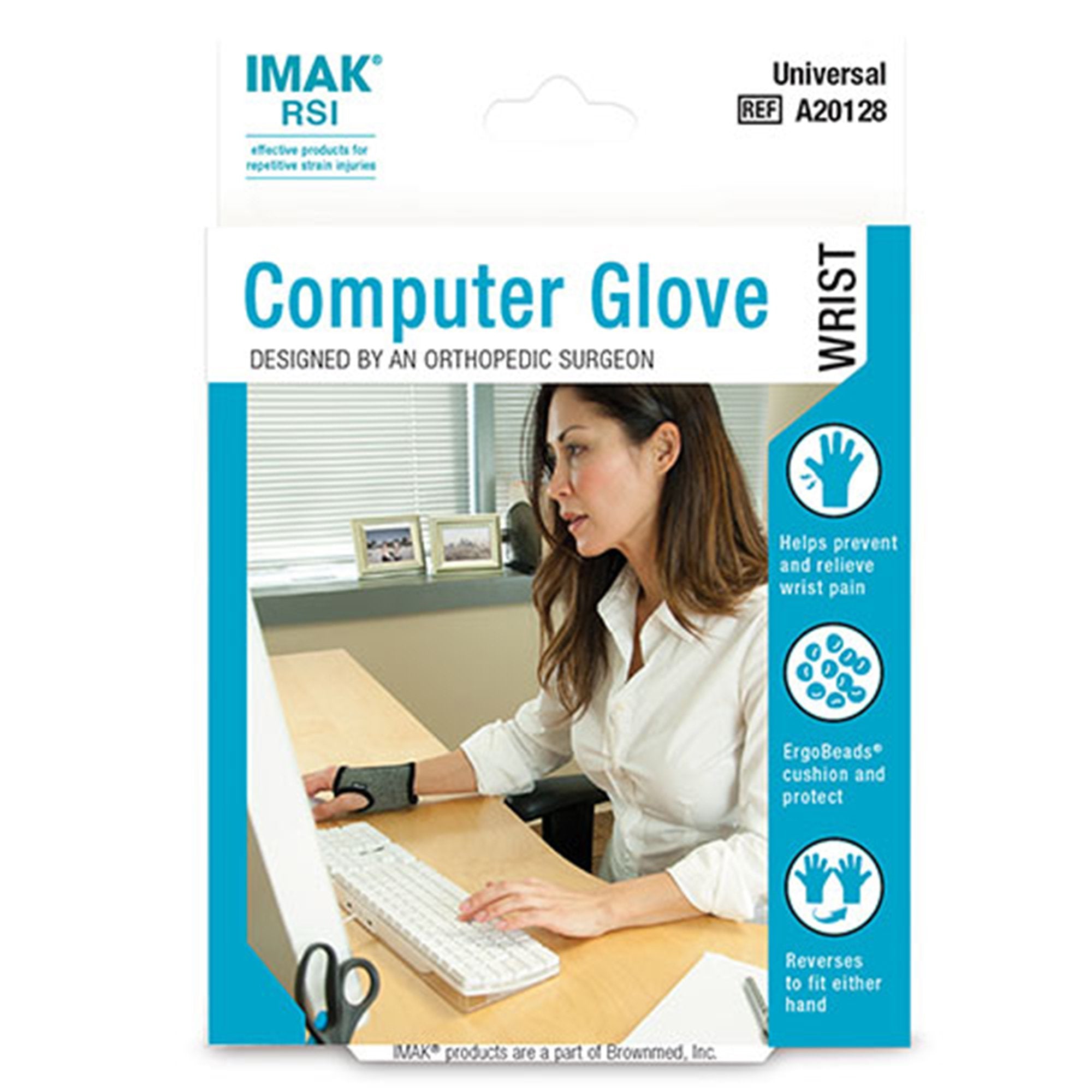 Brownmed - Computer Gloves IMAK RSI® Low Profile Cotton / Elastic Left or Right Wrist Black / Gray One Size Fits Most [1/EA]