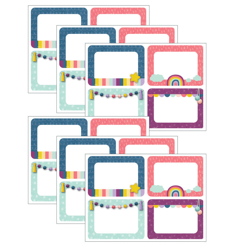 TEACHER CREATED RESOURCES - Oh Happy Day Name Tags/Labels - Multi-Pack, 36 Per Pack, 6 Packs