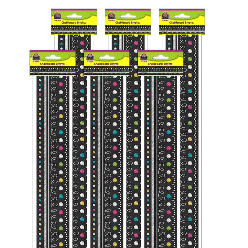 TEACHER CREATED RESOURCES - Chalkboard Brights Straight Border Trim, 35 Feet Per Pack, 6 Packs