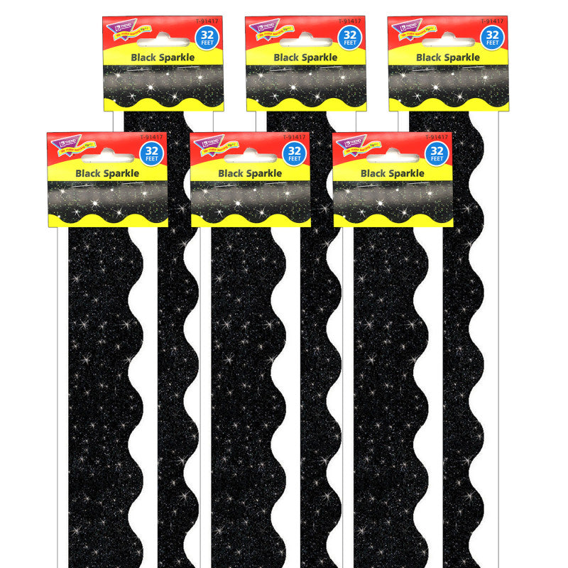 TREND - Black Sparkle Terrific Trimmers®, 32.5' Per Pack, 6 Packs