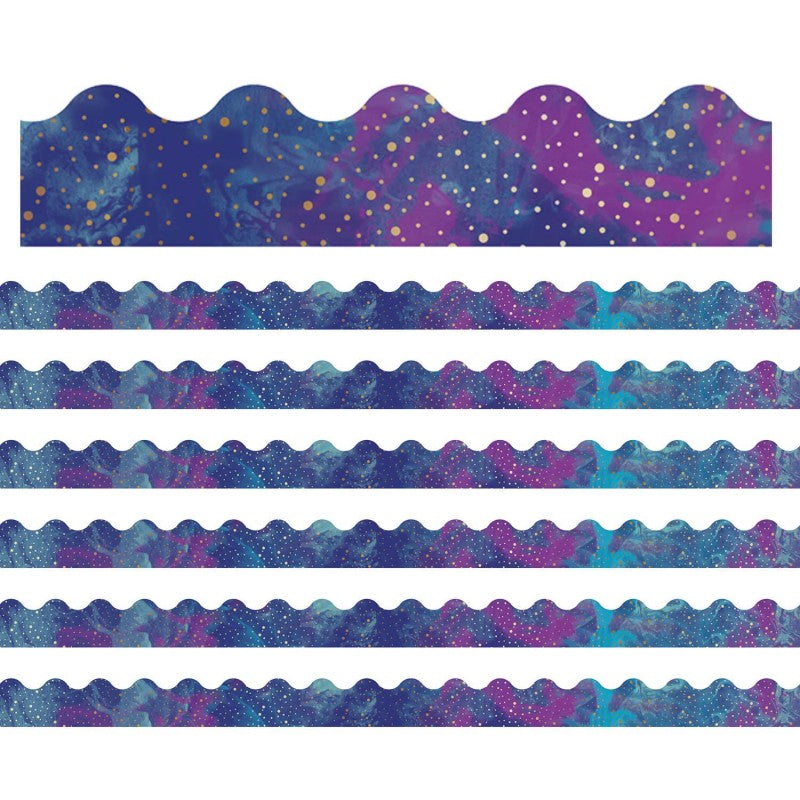 CARSON DELLOSA EDUCATION - Galaxy Scalloped Border, 39 Feet Per Pack, 6 Packs