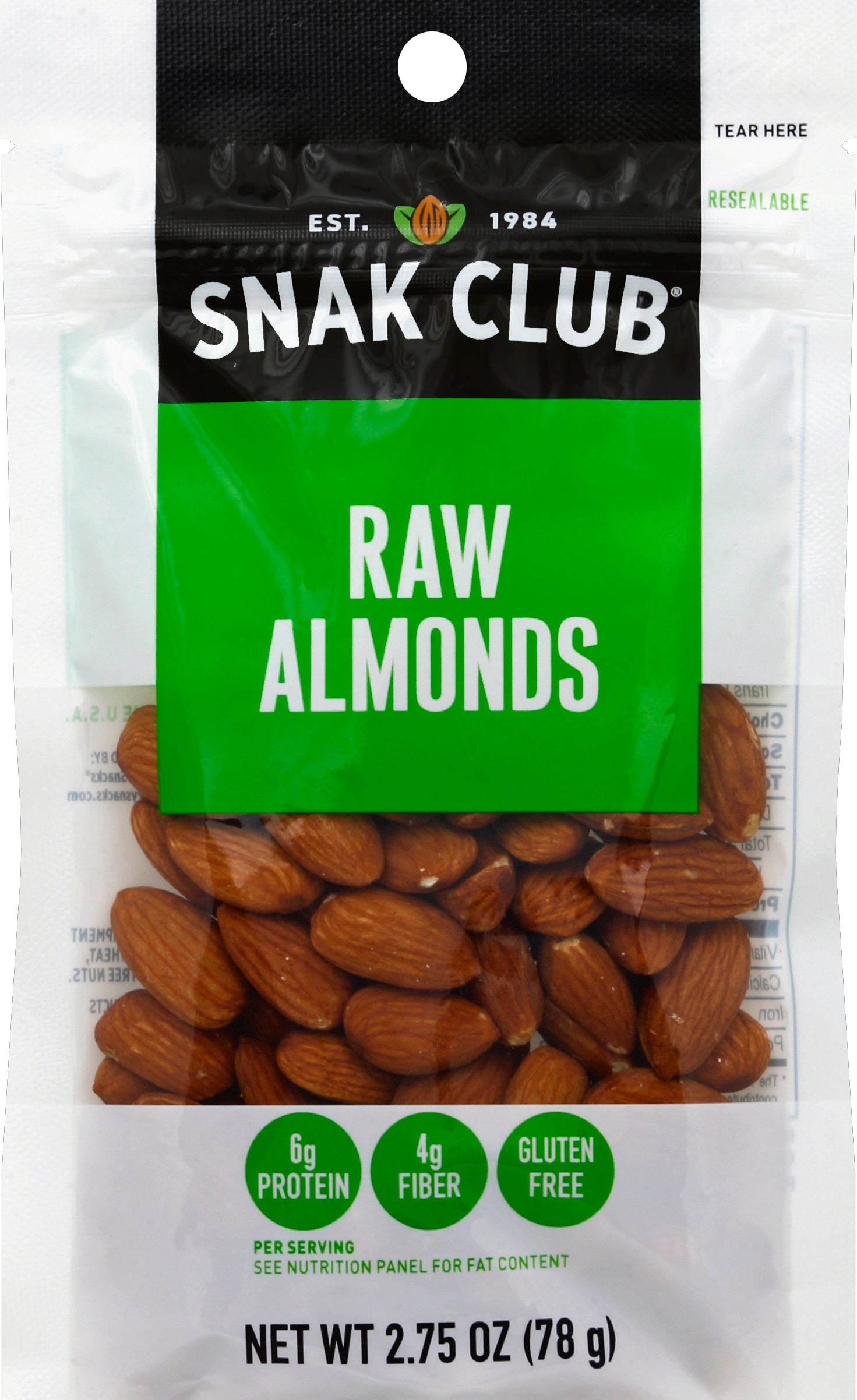 Snak Club Almonds Raw - Case of 6 - 2.75 OZ
