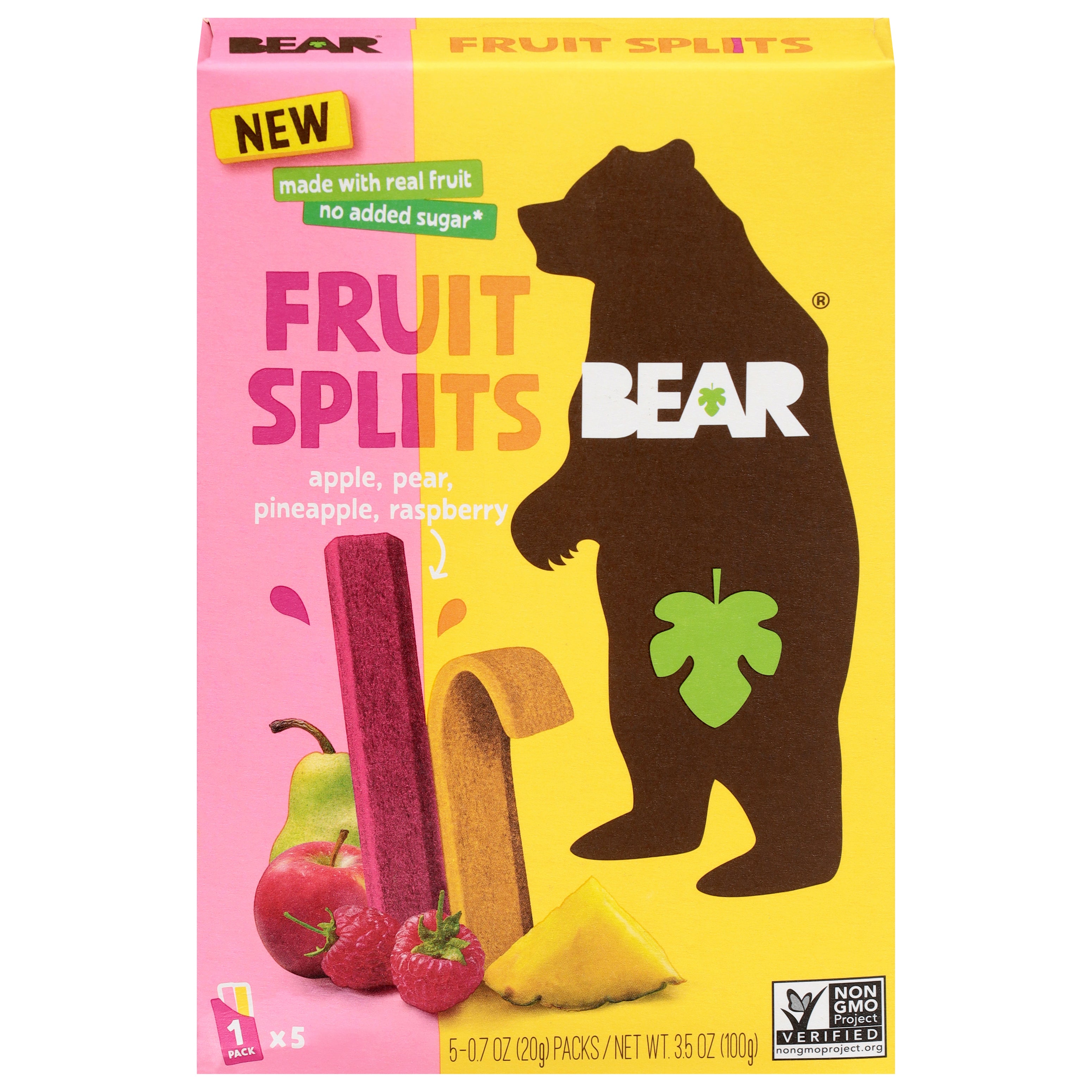 Bear Assorted Fruit Splits 5 - 0.7 oz Packs - Case of 8
