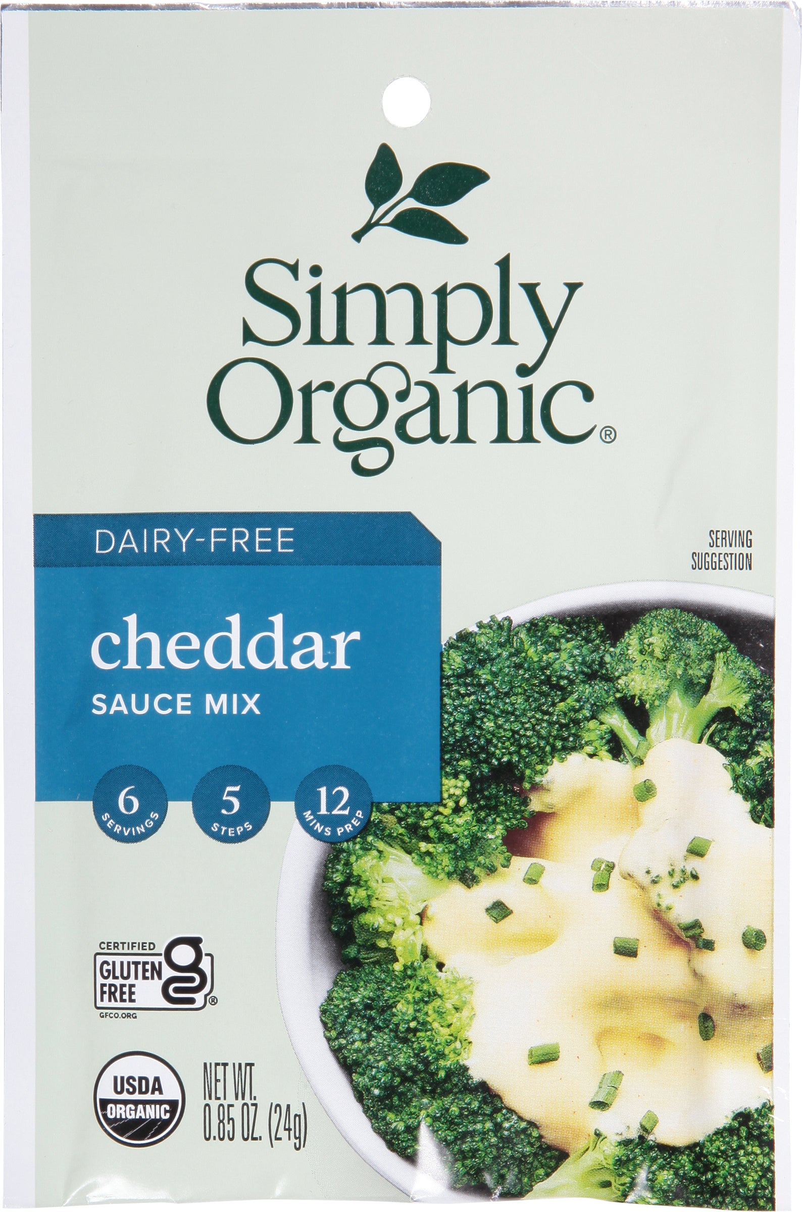 Simply Organic Dairy-Free Cheddar Sauce Mix 0.85 oz - Case of 12
