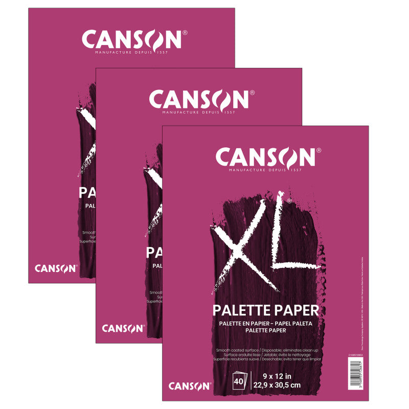 XL Series Palette Pad, Foldover Binding, 40 Sheet, 9x12 inch, Pack of 3