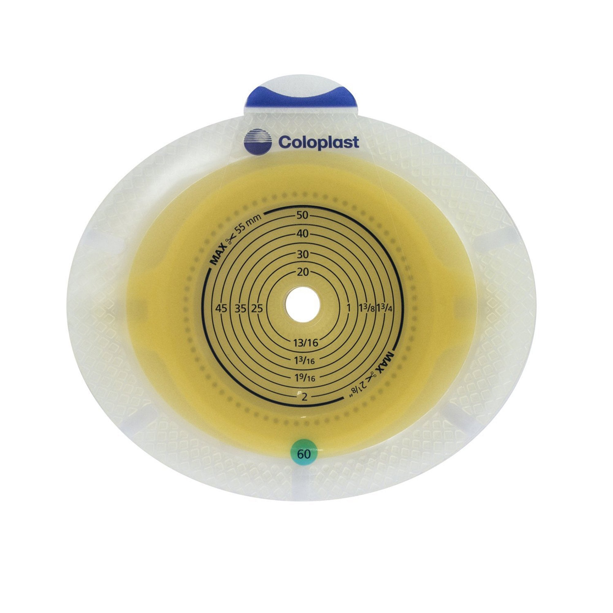 Coloplast - Ostomy Barrier SenSura® Click Xpro Trim to Fit, Extended Wear Double Layer Adhesive 60 mm Flange Blue Code System 3/8 to 2-1/4 Inch Opening [5/BX]