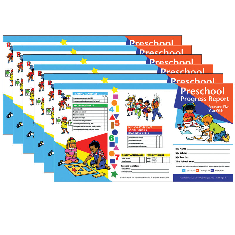 HAYES PUBLISHING - Preschool Progress Report, Ages 4-5, 10 Per Pack, 6 Packs