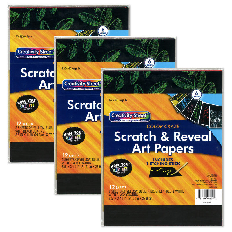 NOW YOU SEE IT! - Art Paper, Color Craze, 12 Sheets Per Pack, 3 Packs