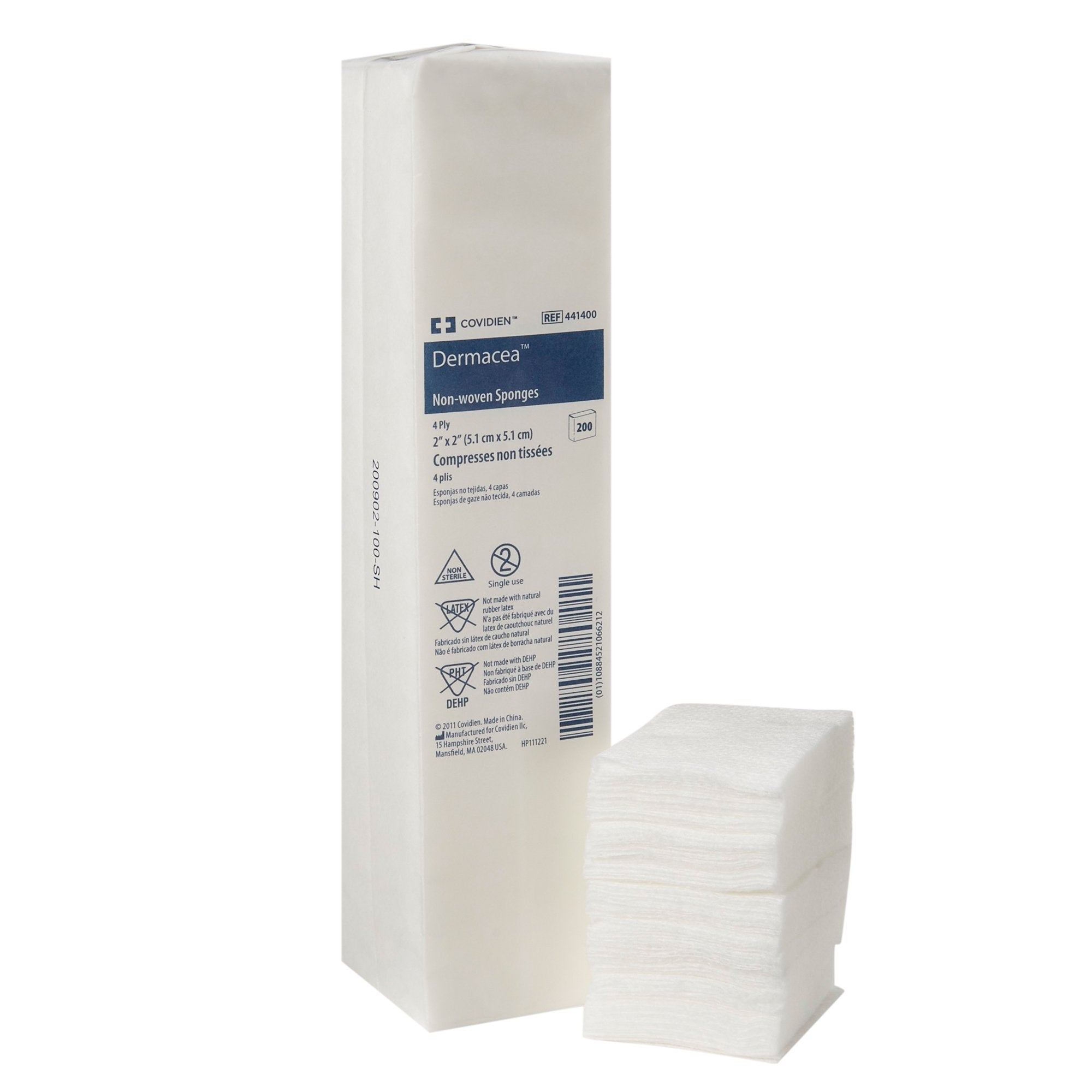 Cardinal - Nonwoven Sponge Dermacea™ 2 X 2 Inch 4-Ply NonSterile 200 per Pack [8000/CS]