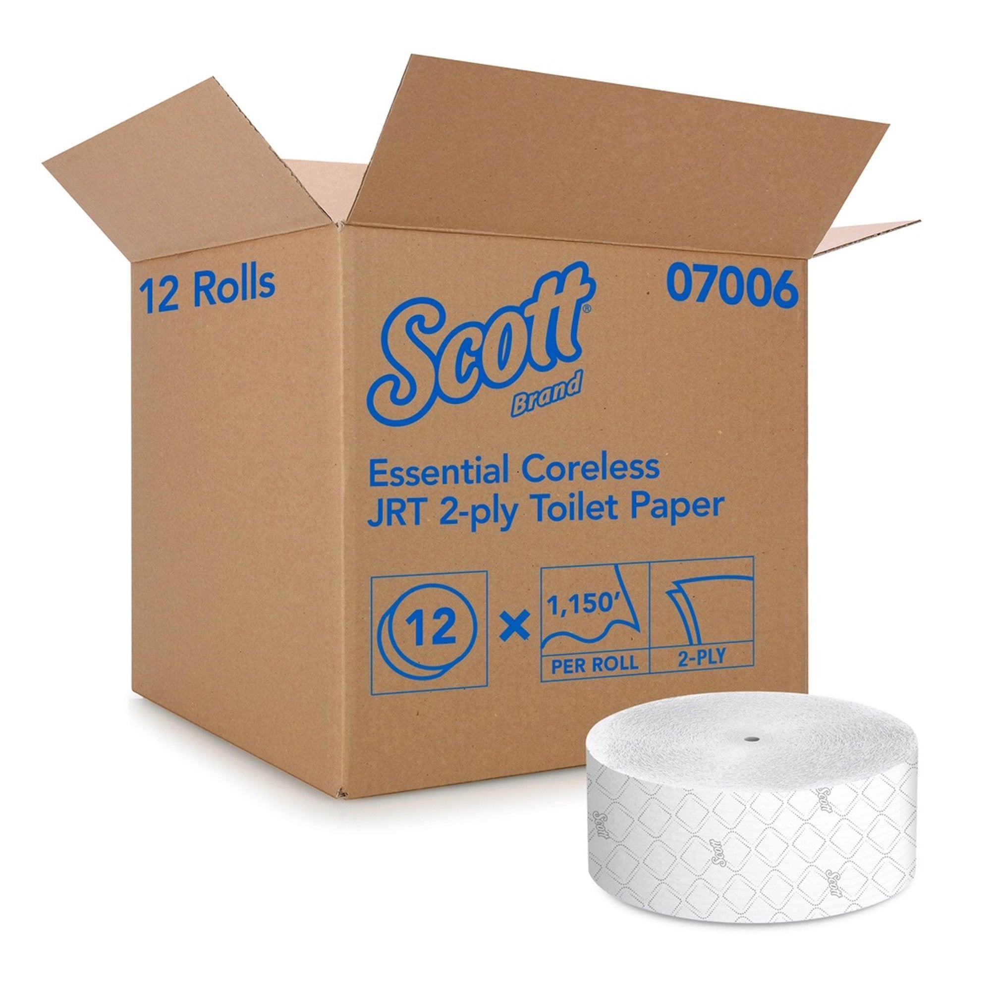 Kimberly Clark - Toilet Tissue Scott® Essential Coreless JRT White 2-Ply Jumbo Size Coreless Roll Continuous Sheet 3-3/4 Inch X 1150 Foot [12/CS]