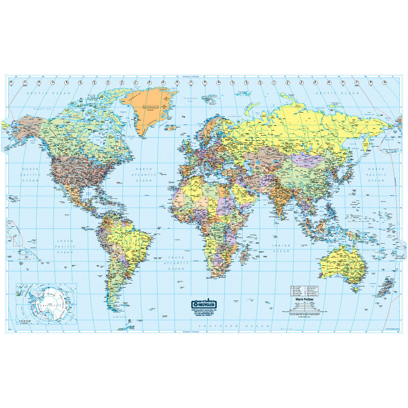 HOUSE OF DOOLITTLE - Laminated World Map, 50" x 33"