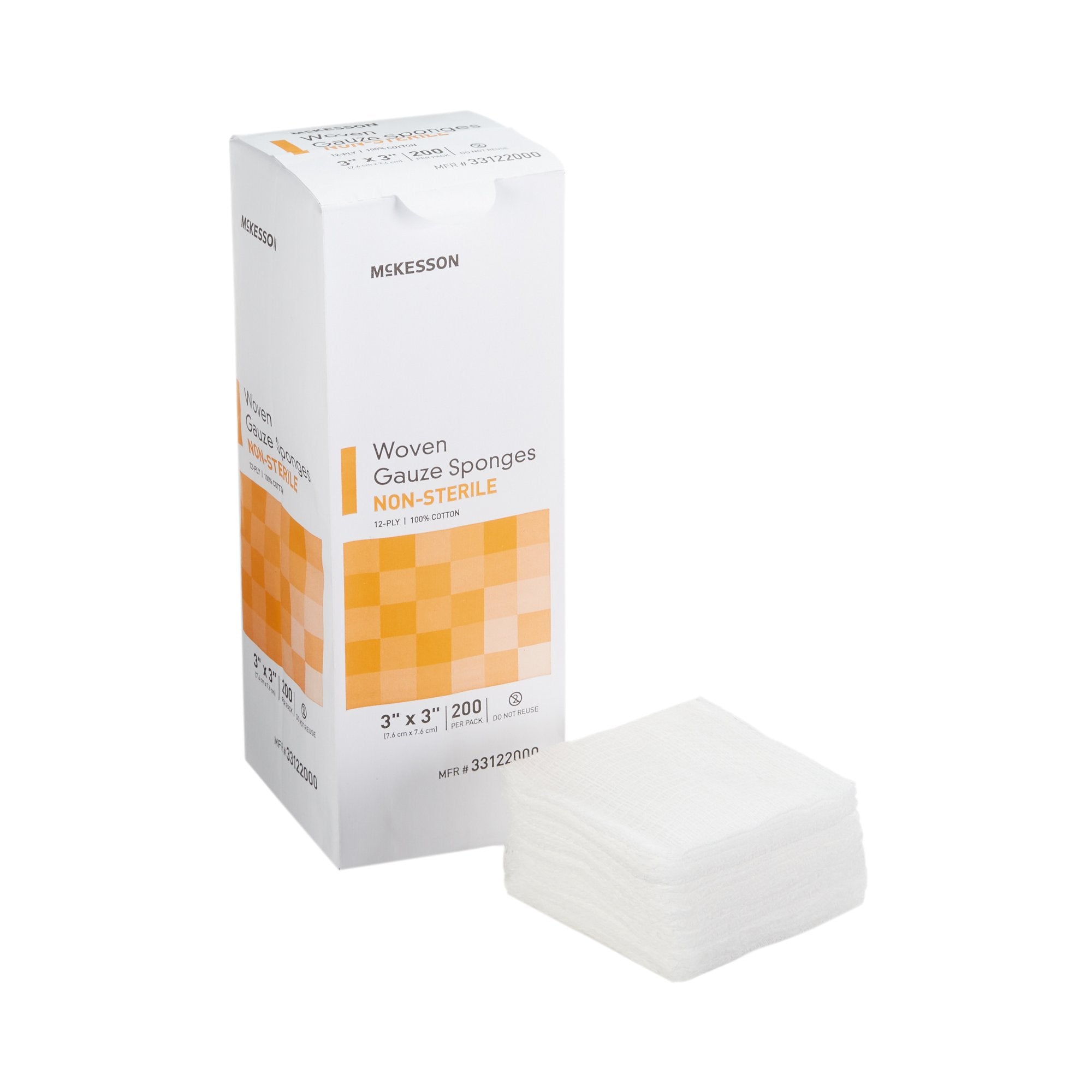 McKesson Brand - Gauze Sponge McKesson 3 X 3 Inch 12-Ply NonSterile 200 per Pack [4000/CS] (373776_CS)