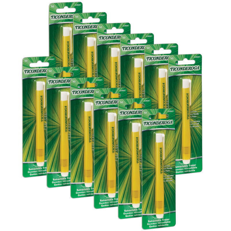 TICONDEROGA - Retractable White Eraser, Pack of 12