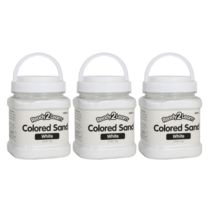 READY 2 LEARN - Colored Sand - White - 2.2 lb. Jar - Pack of 3