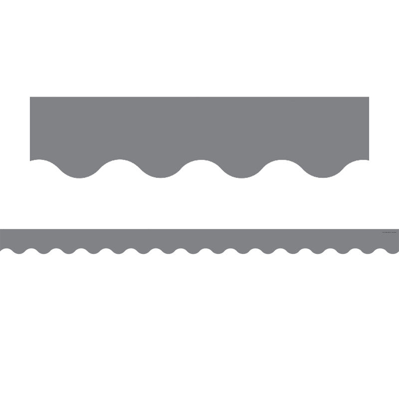 TEACHER CREATED RESOURCES - Gray Scalloped Border Trim, 35 Feet Per Pack, 6 Packs