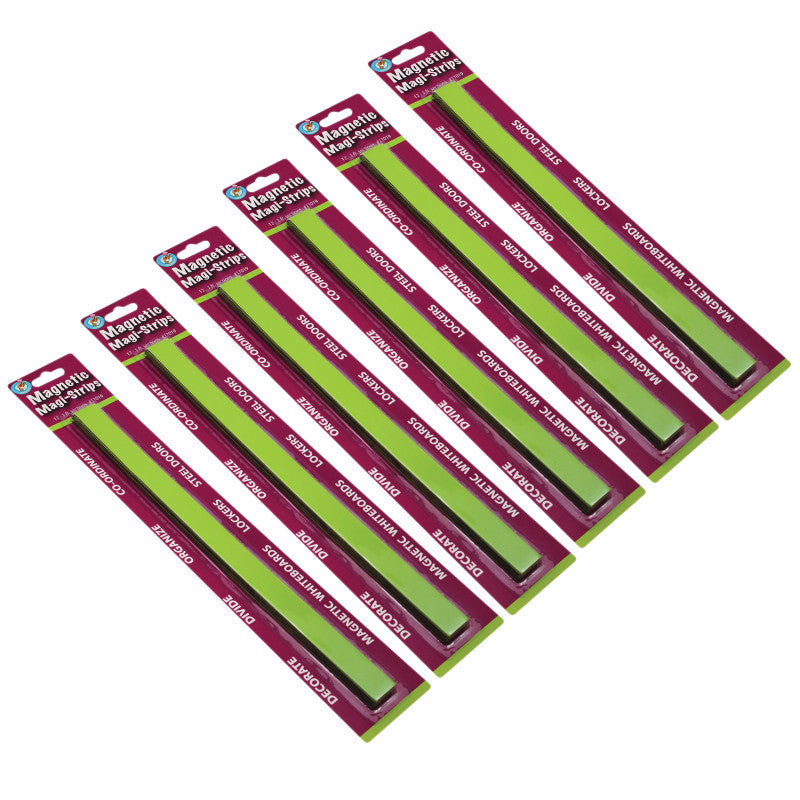 ASHLEY PRODUCTIONS - Magnetic Magi-Strips, Lime Green, 12 Feet Per Pack, 6 Packs