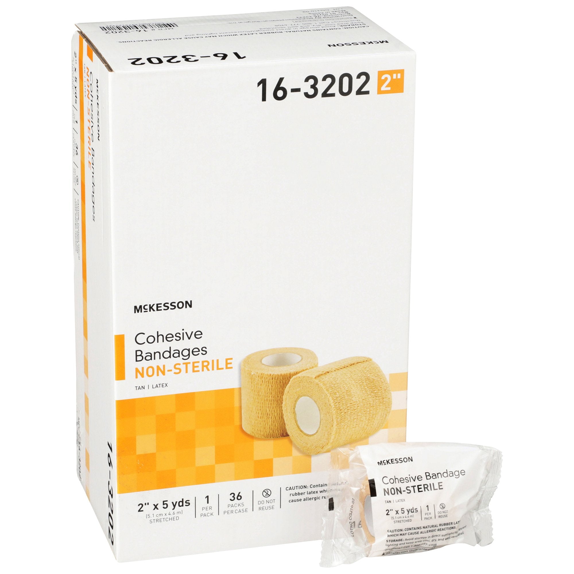 McKesson Brand - Cohesive Bandage McKesson 2 Inch X 5 Yard Self-adherent Closure Tan NonSterile Standard Compression [36/CS] (464152_CS)