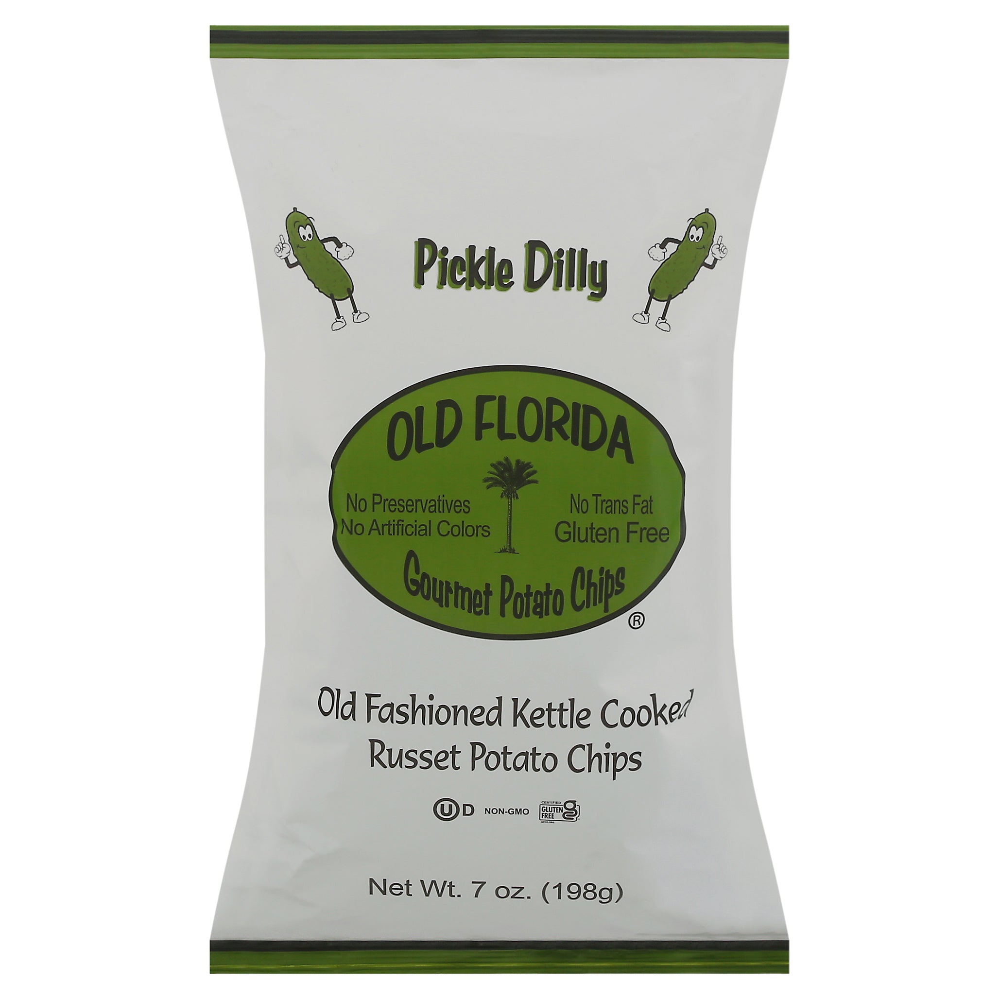 Old Florida Pickle Dilly Russet Potato Chips 7 oz - Case of 12