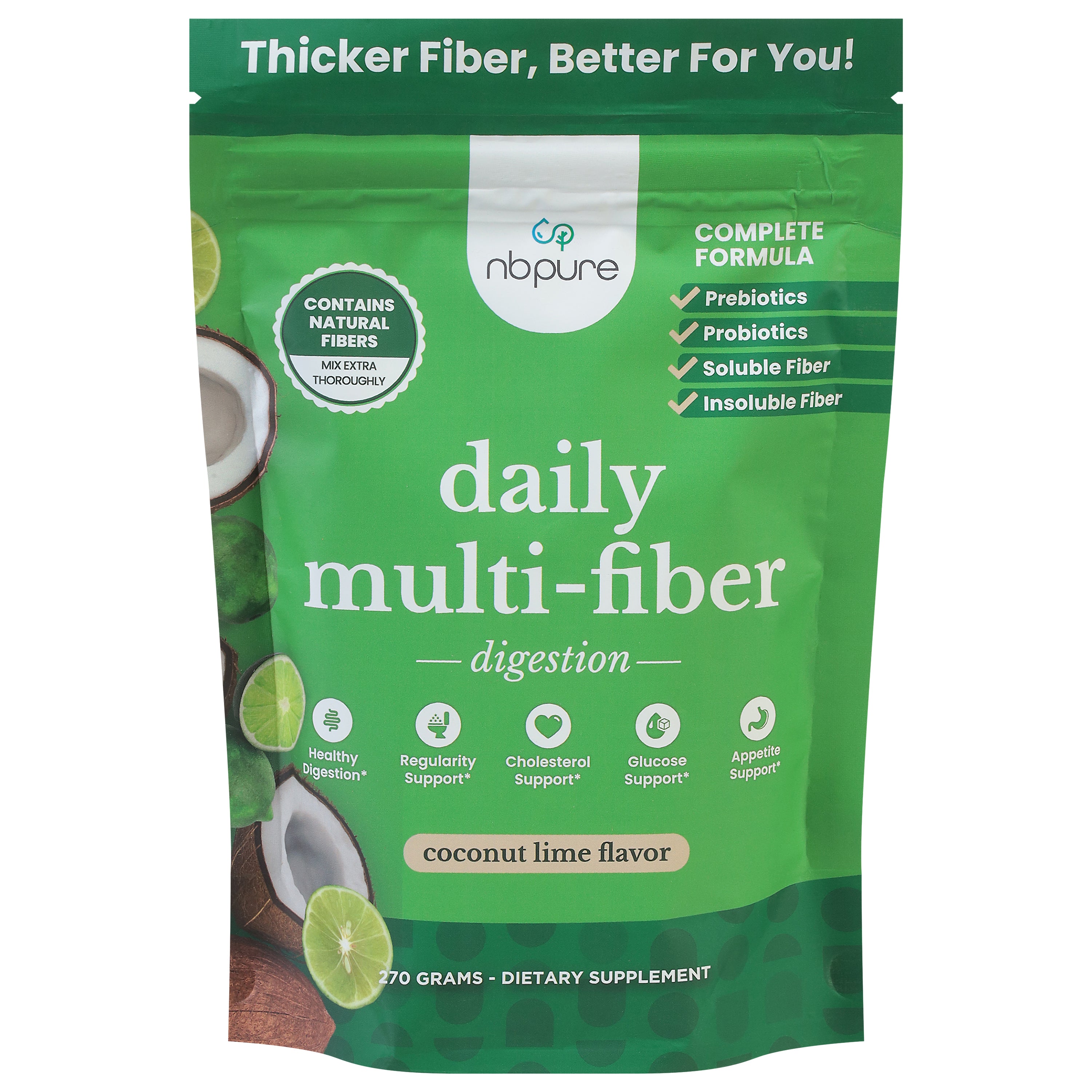 NBPure Daily Digestion Coconut Lime Flavor Multi-Fiber 270 g - Case of 1