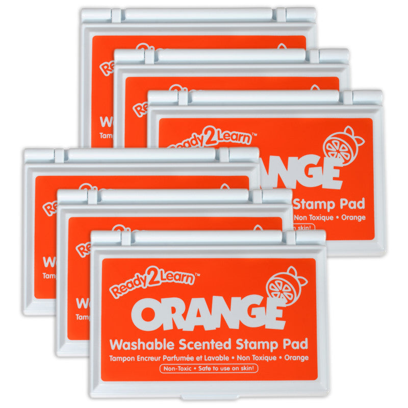 READY 2 LEARN - Washable Stamp Pad - Orange Scented, Orange - Pack of 6