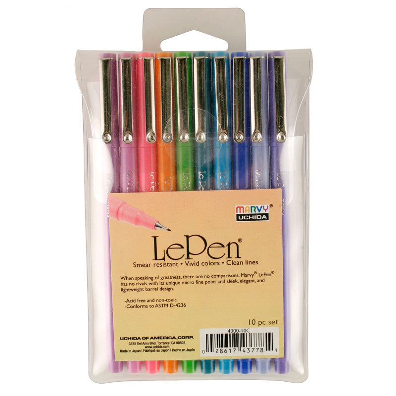 MARVY UCHIDA - LePen® Micro-Fine Point Pen, Bright, 10 Colors
