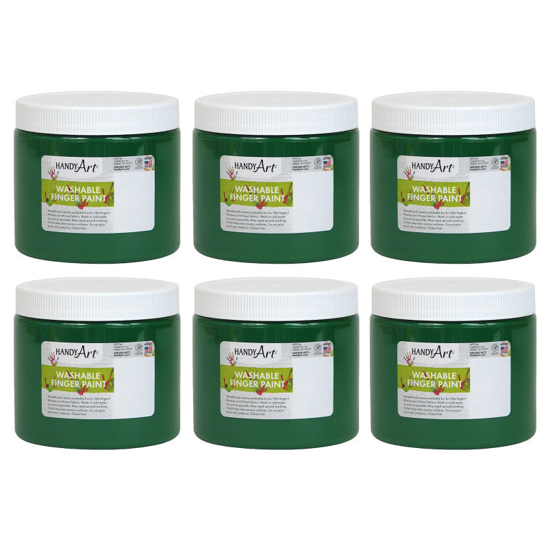 HANDY ART - Washable Finger Paint, Green, 16 oz., Pack of 6