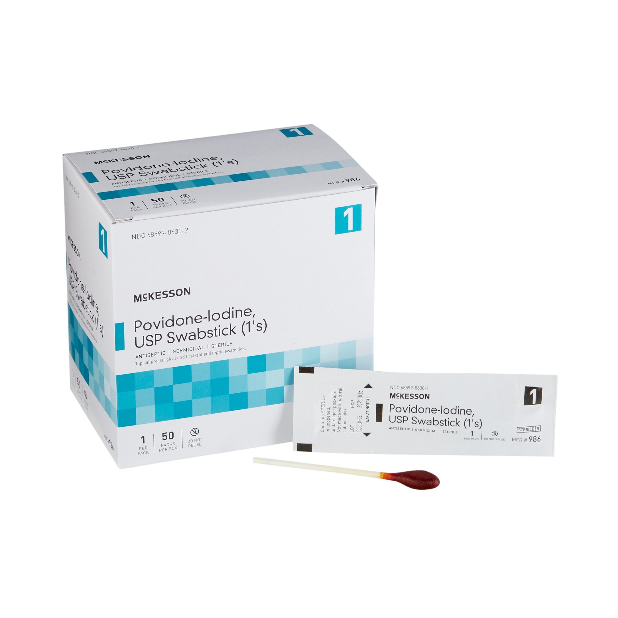 McKesson Brand - Impregnated Swabstick McKesson 10% Strength Povidone-Iodine Individual Packet Sterile [50/BX]