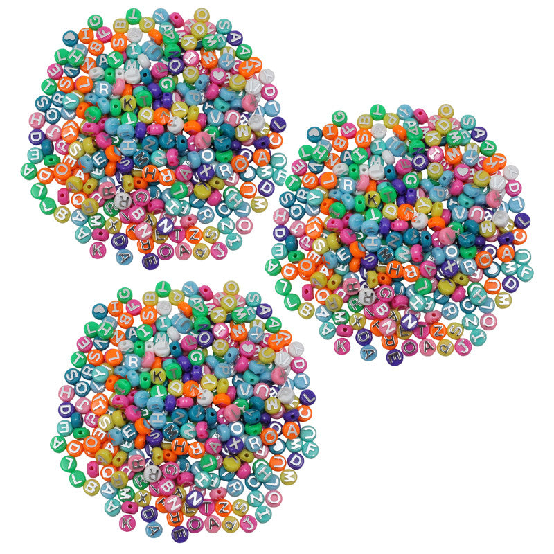 HYGLOSS - ABC Beads, Colored, 300 per pack, 3 packs total