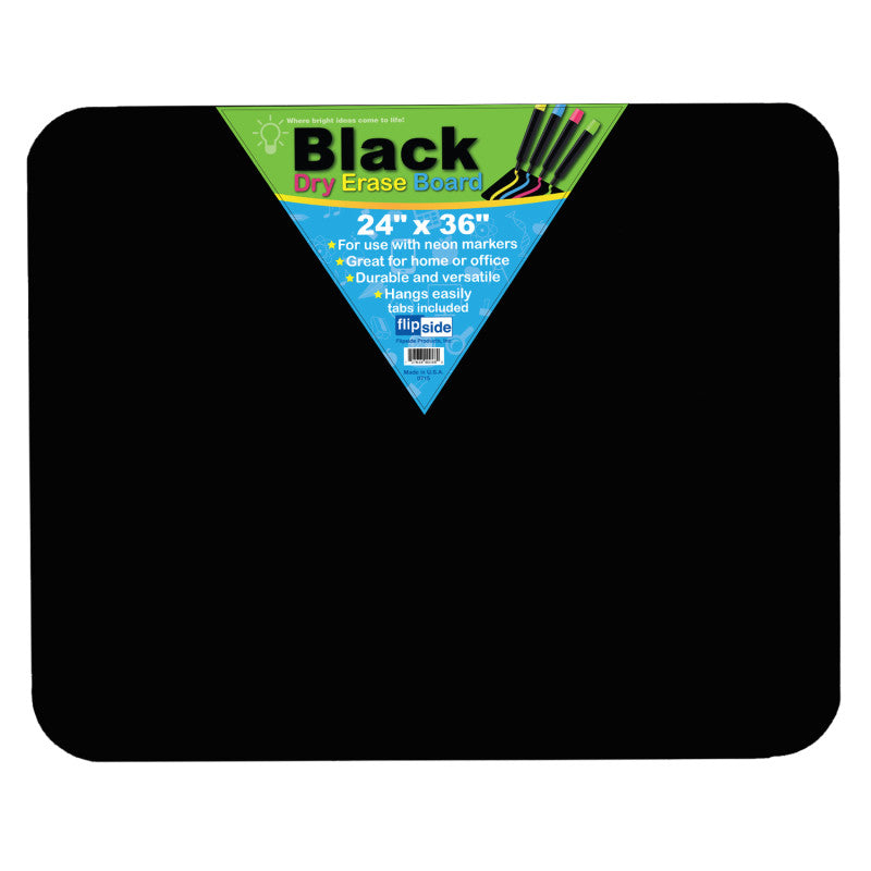 FLIPSIDE PRODUCTS - Black Dry Erase Board, 24" x 36"