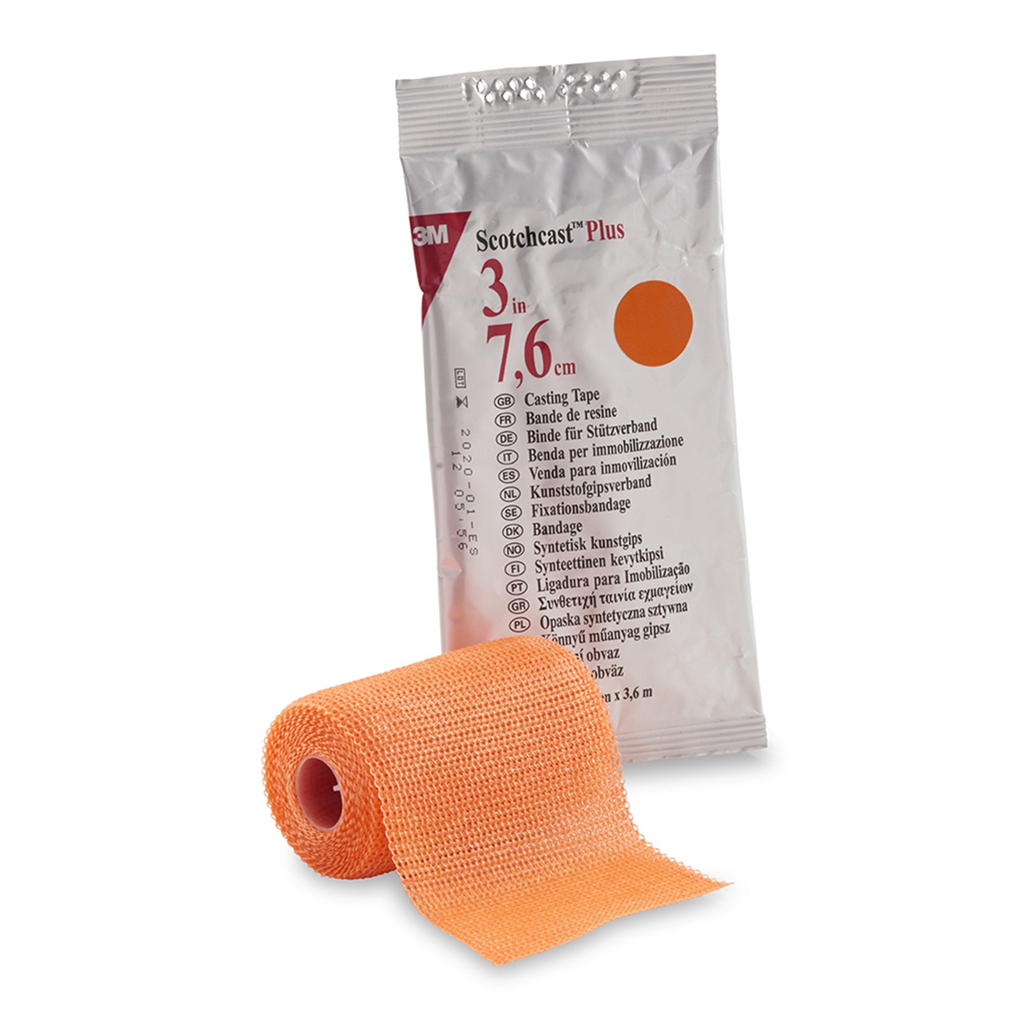 Solventum Corporation - Cast Tape 3M™ Scotchcast™ Plus 3 Inch X 12 Foot Fiberglass / Resin Bright Orange [10/CS]