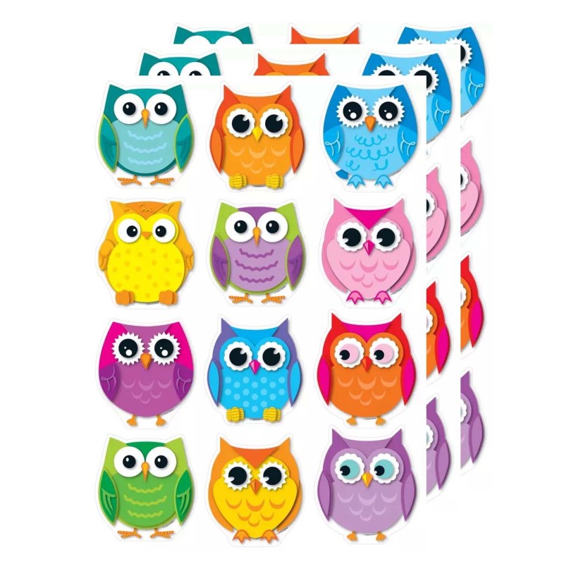 CARSON DELLOSA EDUCATION - Colorful Owls Cut-Outs, 36 Per Pack, 3 Packs