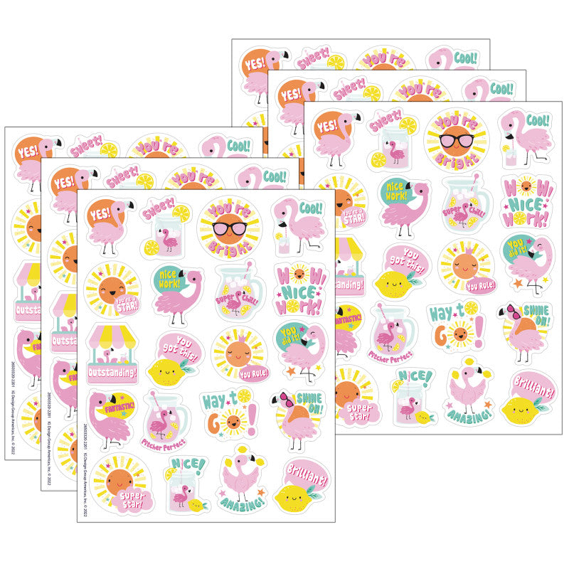 EUREKA - Flamingo Strawberry Lemonade Scented Stickers, 80 Per Pack, 6 Packs