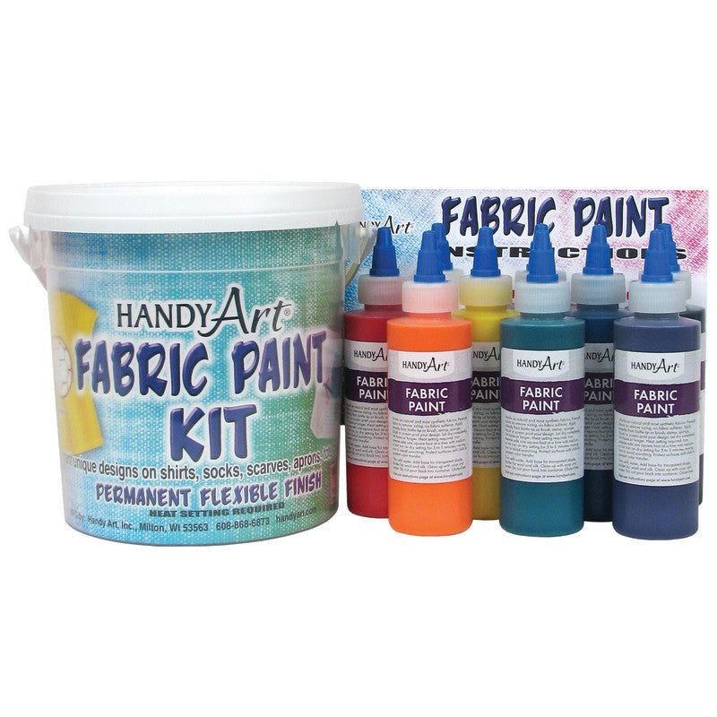 HANDY ART - Fabric Paint Kit, Regular Colors, 4 oz. Bottles, 9 Count