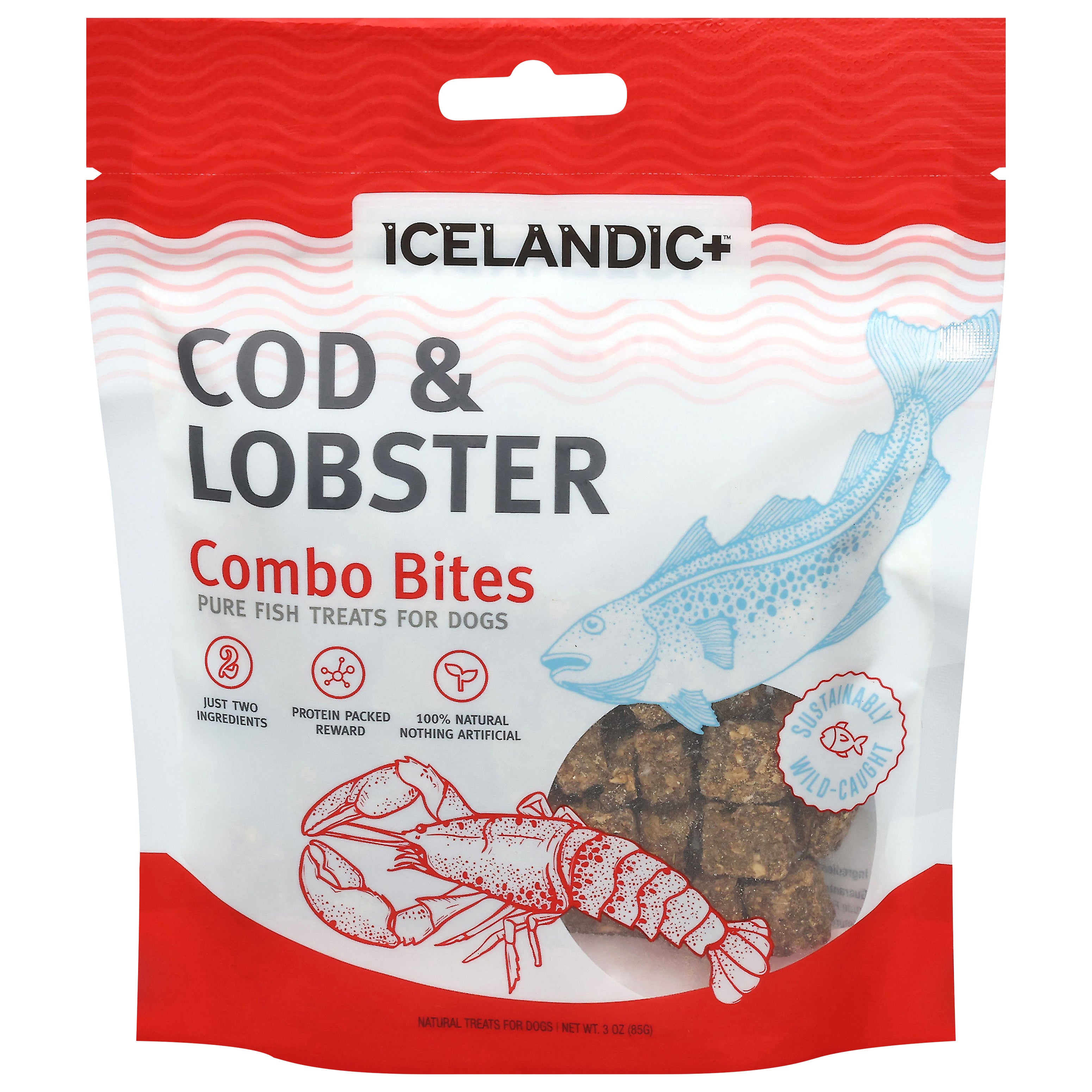 Icelandic+ Combo Bites Cod & Lobster Dog Treats 3 oz - Case of 6