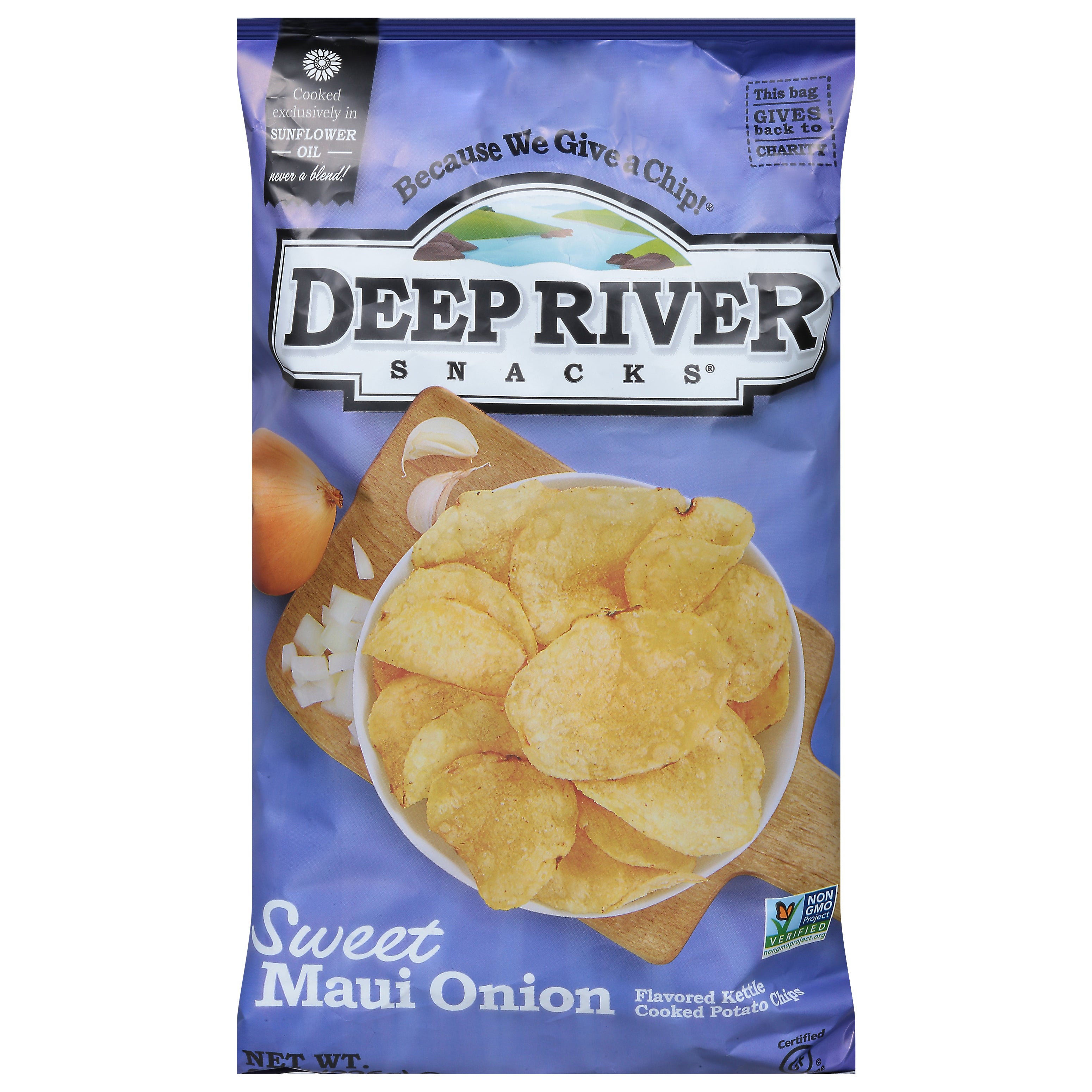 Deep River Snacks Kettle Cooked Sweet Maui Onion Flavored Potato Chips 8 oz - Case of 12