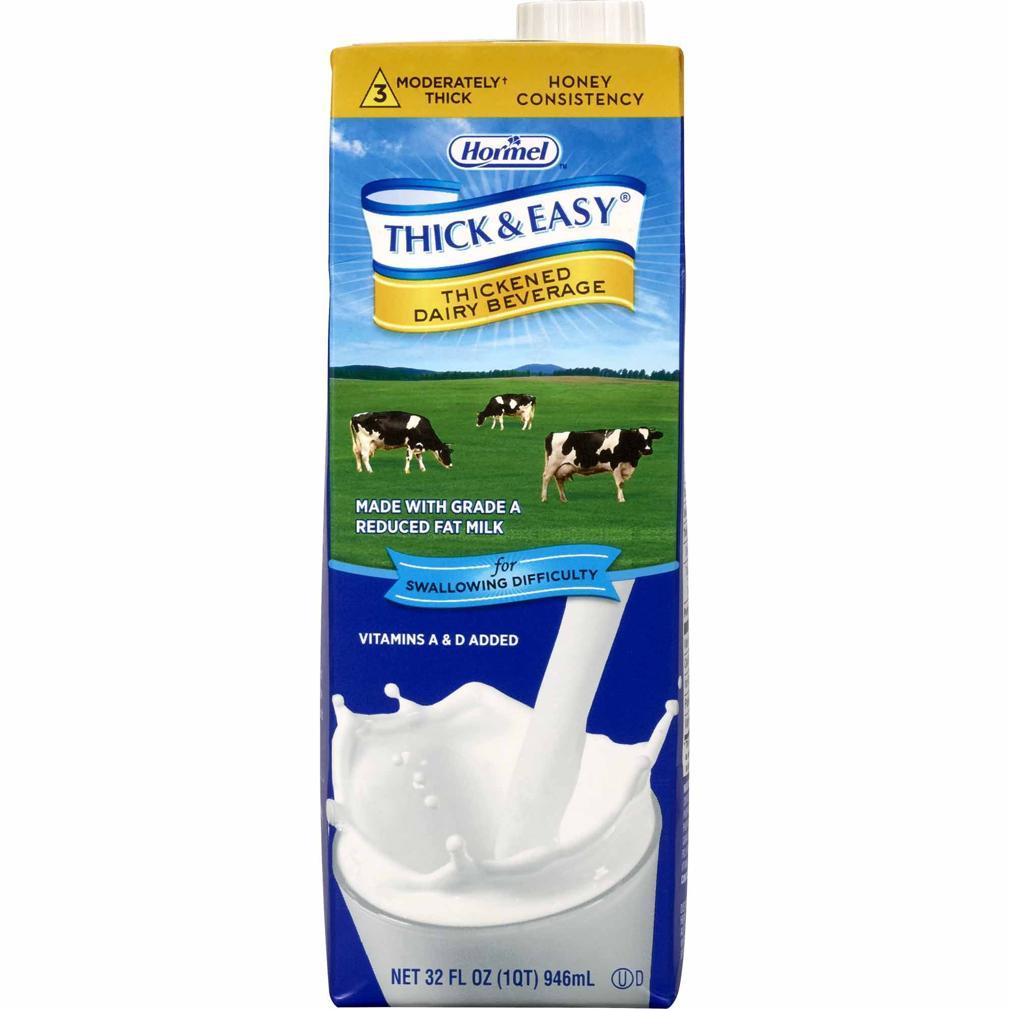 Hormel Food Sales - Thickened Beverage Thick & Easy® Dairy 32 oz. Carton Milk Flavor Liquid IDDSI Level 3 Moderately Thick/Liquidized [8/CS]