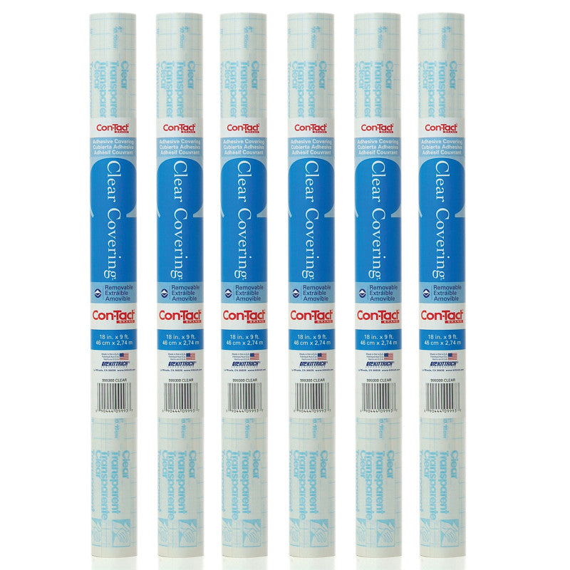 CON-TACT BRAND - Self-Adhesive Covering, Clear, 18" x 9 ft, 6 Rolls